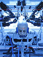 close-up shoot of the UW’s Raven II robot as it simulates brain surgery on actor Moisés Arias