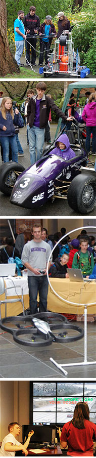 students participating in hands-on exhibits at Discovery Days