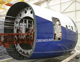fuselage section of Boeing 787 Dreamliner