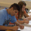 students working in class