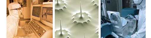 three pictures of researchers at work