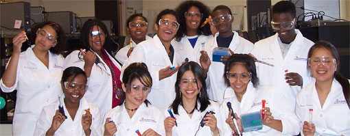 ALVA students in lab coats