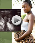 pregnant woman and ultrasound image