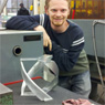 student with micro turbine blade