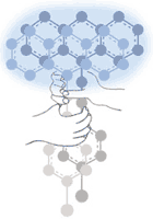 graphic showing hands holding two molecules together (credit: UCLA Newsroom)