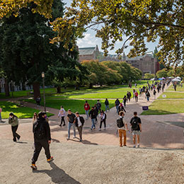 Students walking on campus