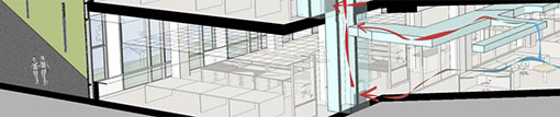 building design schematic showing office and lab areas
