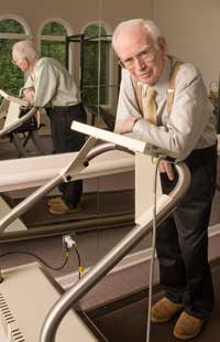 Wayne Quinton, standing on treadmill