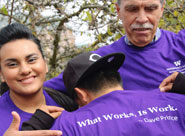 Dave Prince and student: what works is work t-shirt