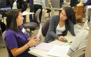 students working on applications