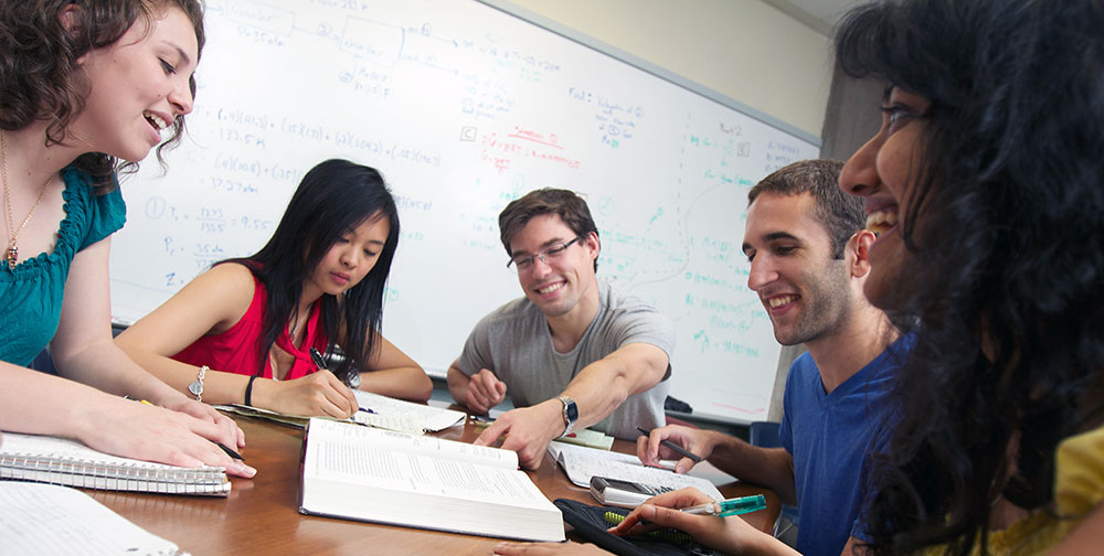 a group of students studying together