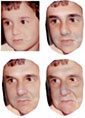 original image of child's face with three age-progressed versions
