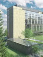illustration excerpt: view from the Johnson Hall courtyard looking northwest at the new Molecular Engineering Building