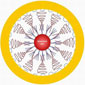 A quantum dot (red) encapsulated in a gold shell - the total structure measures less than 20 nanometers across.