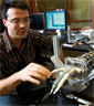 Eric Rombokas with a prototype prosthesis
