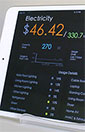 iPad shows results displayed via energy monitoring app