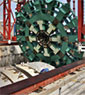 Bertha tunneling machine - giant green, bladed wheel