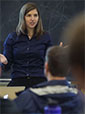 ME assistant professor, Kat Steele teaching male students