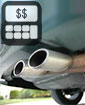 graphic of tailpipe with calculator