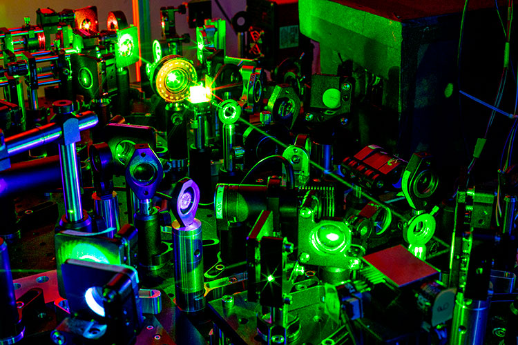 Colorful lights in a lab