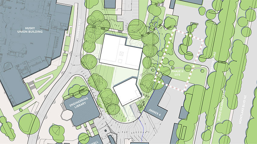 a architectural drawing that shows where phase II site is located