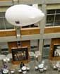 student-built blimp flying in Paul Allen Center atrium