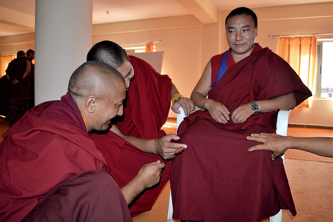 photo of monks doing reflex tests