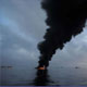 photo, Gulf oil rig on fire, oil spill