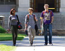 students walking on campus