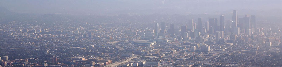 smoggy L.A. skyline