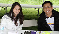 students welcome visitors to Engineering Discovery Days
