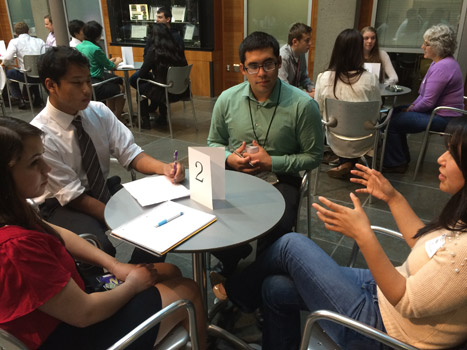 Alumni Night brings engineering alumni to campus to speak with Math Academy students about their academic journey.