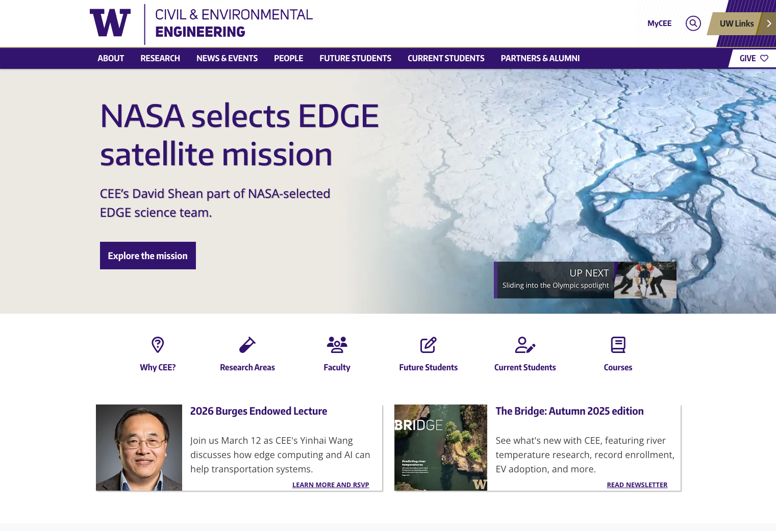 Screenshot of the Civil & Environmental Engineering homepage