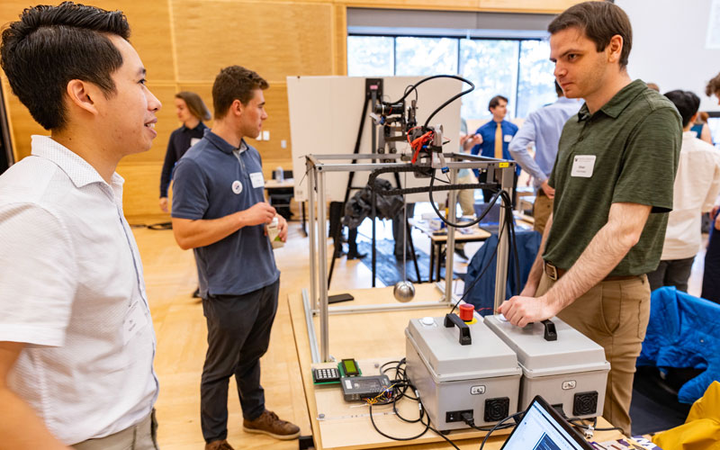 Students presenting their capstone projects to industry representatives