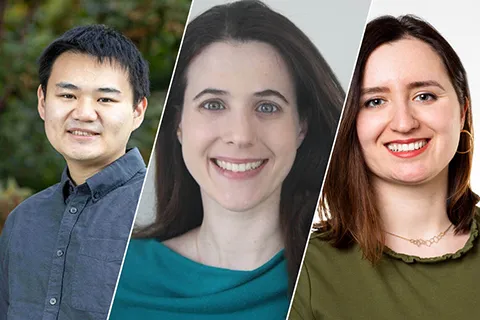 Headshots of this year’s UW fellows: Simon S. Du, Adriana Schulz and Alexandra Velian