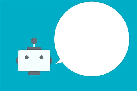 A drawing of a robot with an empty speech bubble