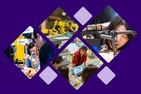 Photo collage of GIX students collaborating on product innovation