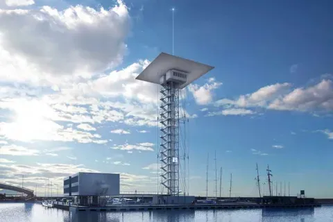 A view of the Torre Piloti in the Port of Genoa