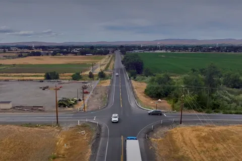 Aerial shot of highway 97