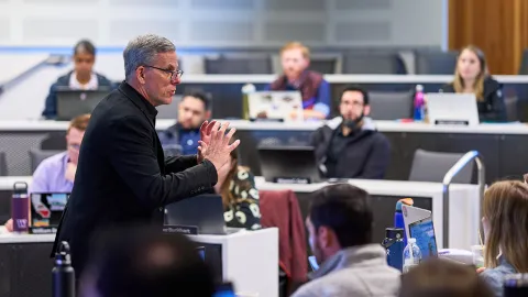 Professor teaching in classroom