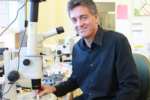 Albert Folch and the cover of his new book, How the World Flows