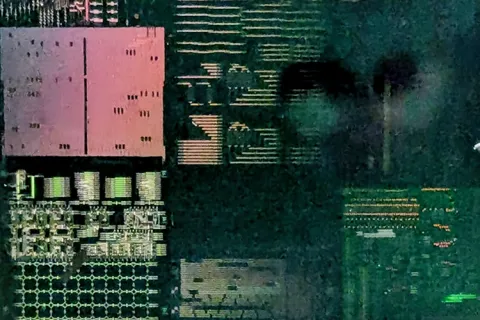 A close up view of the new optical chip designed by UW ECE and Physics Professor Arka Majumdar and his research team.