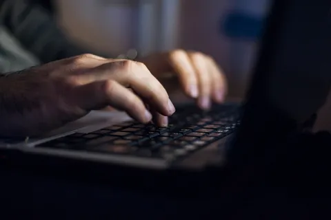 Typing on a laptop keyboard