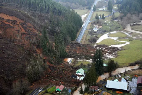 Aerial view of landslide