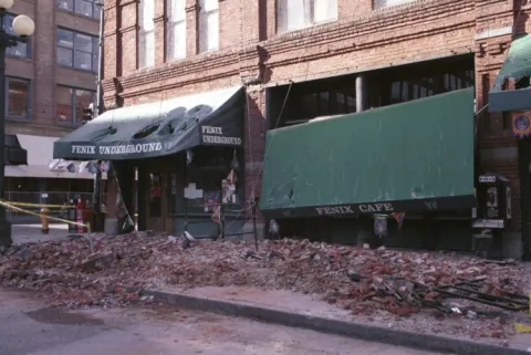 earthquake damage to brick building