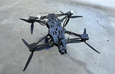 A parked drone on the ground