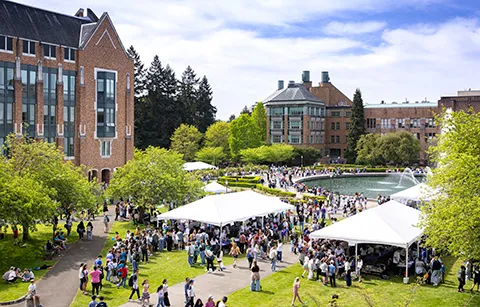 Drone photo of UW campus outside