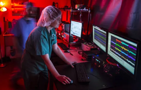 Researchers using computer
