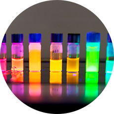 test a row of tubes containing colorful liquids