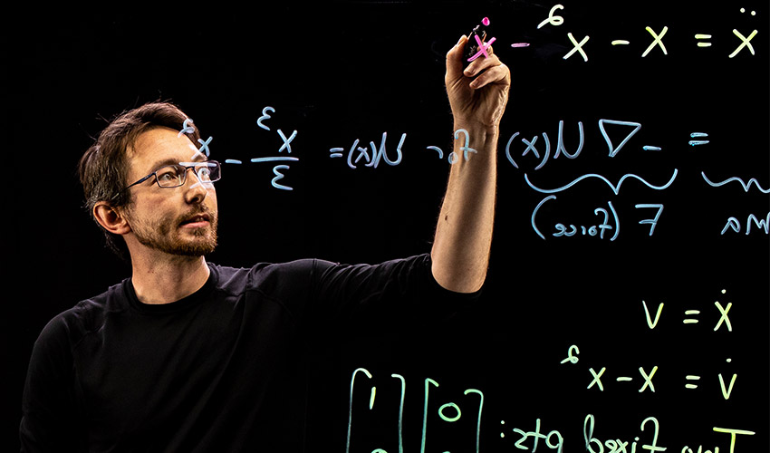 Steve Brunton teaching using a lightboard